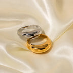 Elegant Wide Band Water Drop Ring silver