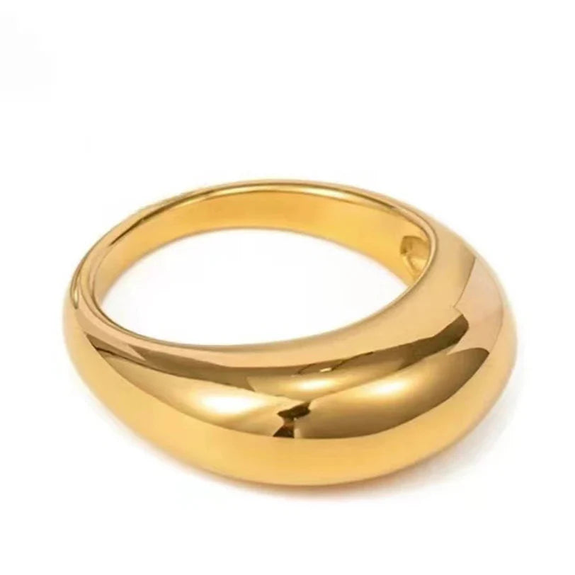 Elegant Wide Band Water Drop Ring gold