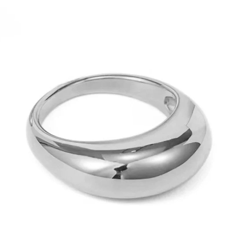 Elegant Wide Band Water Drop Ring silver