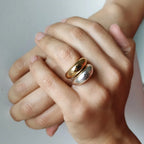 Elegant Wide Band Water Drop Ring silver