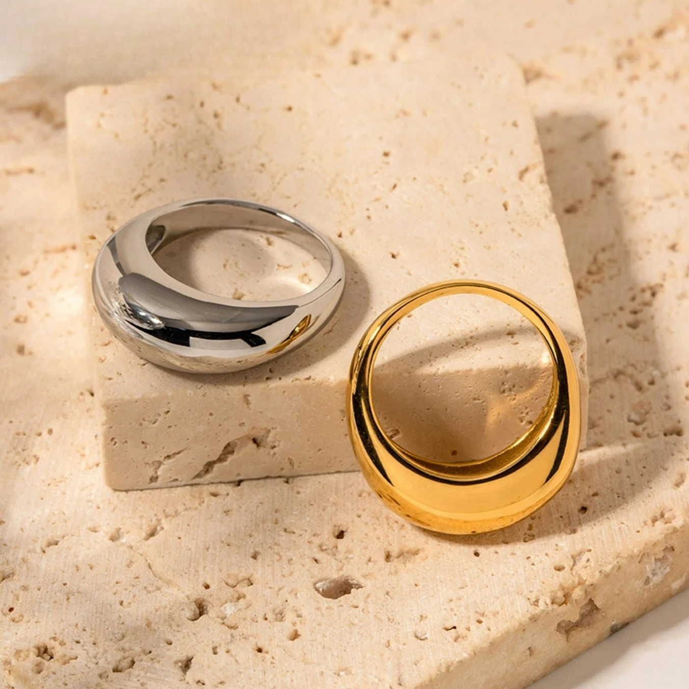 Elegant Wide Band Water Drop Ring gold