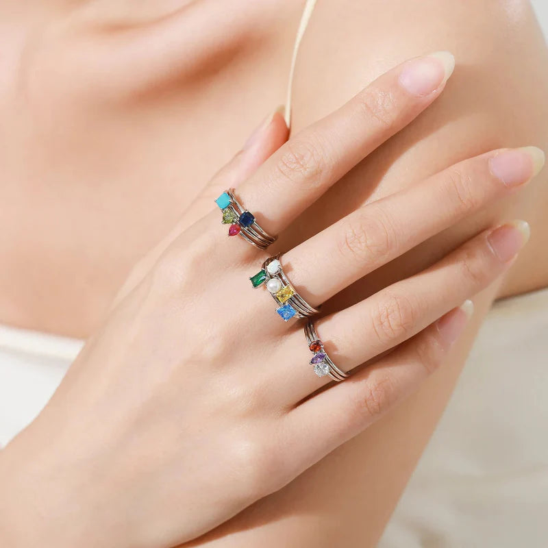Colored Zircon Birthstone Ring Band