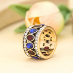 Ethnic Ring Band in Oriental Style blue and red