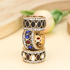 Ethnic Ring Band in Oriental Style blue and red