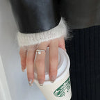 Women's Ring Band with White Zircon Pearl