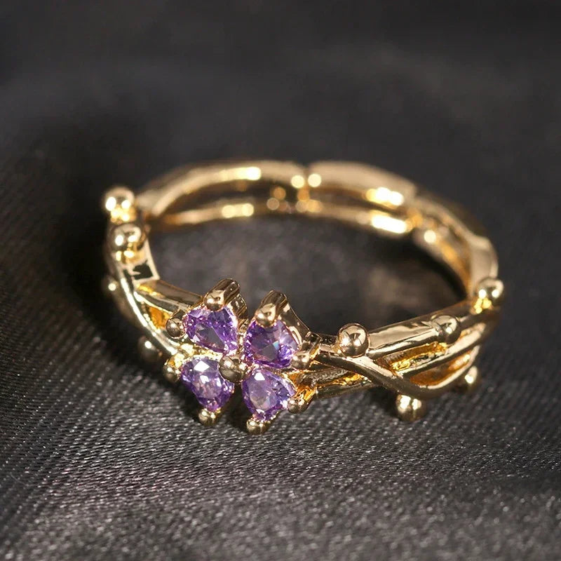 Fine Flower Ring Band in Zircon