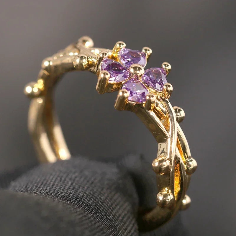 Fine Flower Ring Band in Zircon