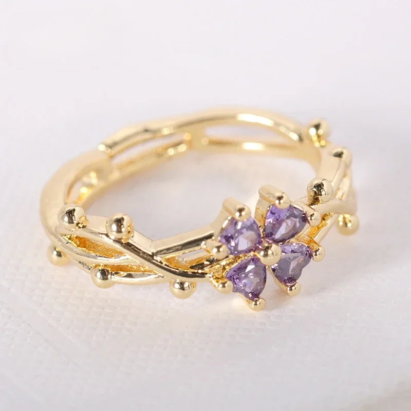 Fine Flower Ring Band in Zircon