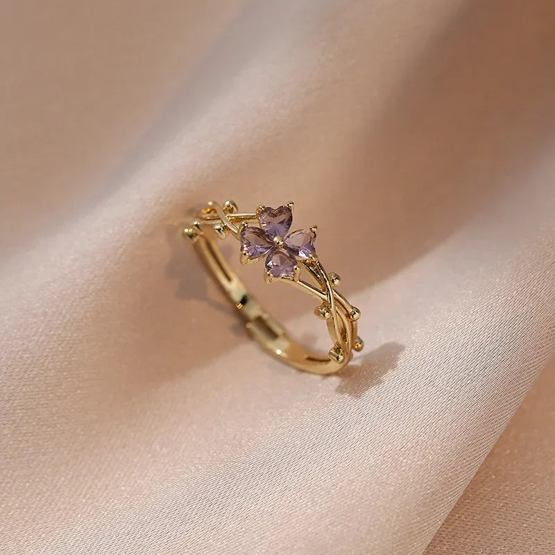 Fine Flower Ring Band in Zircon