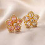 5 Petal Flower Ring Band in White Zircon