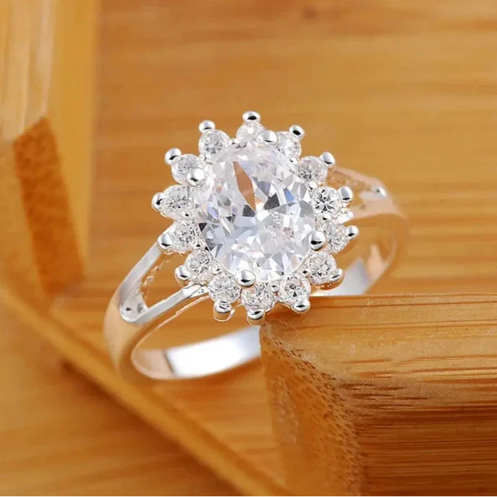 Crystal Flower Ring Band