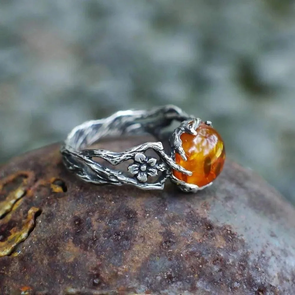 Ring Band Flowers and Pearl Retro Style