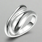 Silver Plated and Hollow Water Drop Ring Band