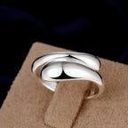 Silver Plated and Hollow Water Drop Ring Band