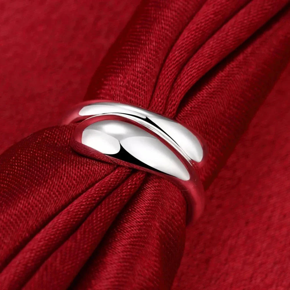 Silver Plated and Hollow Water Drop Ring Band