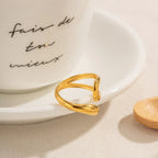 Hollow Water Drop Ring Gold