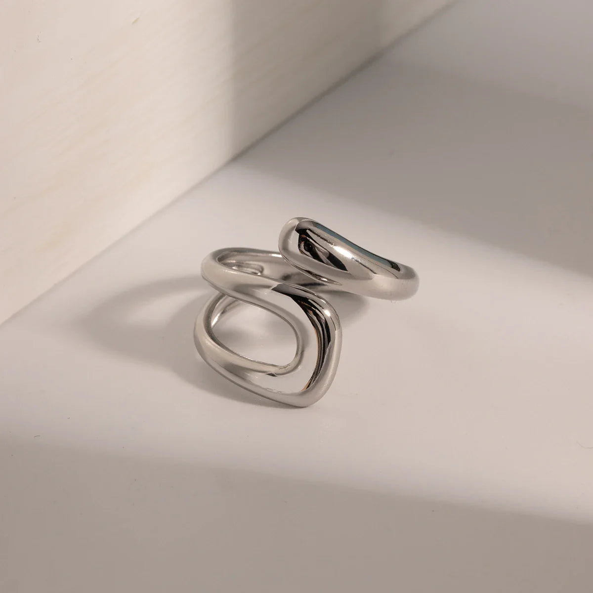 Hollow Water Drop Ring Silver