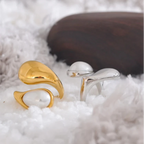 Ring Water Drop White Pearl Gold