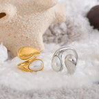Ring Water Drop White Pearl Silver