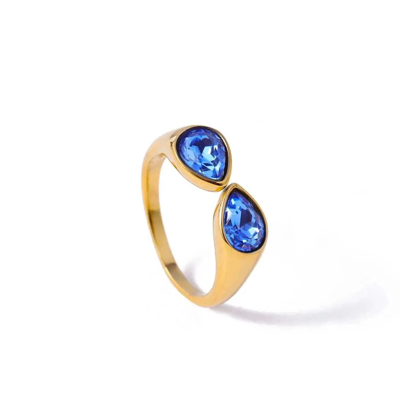 Ring Water Drop Colored Pearl Blue
