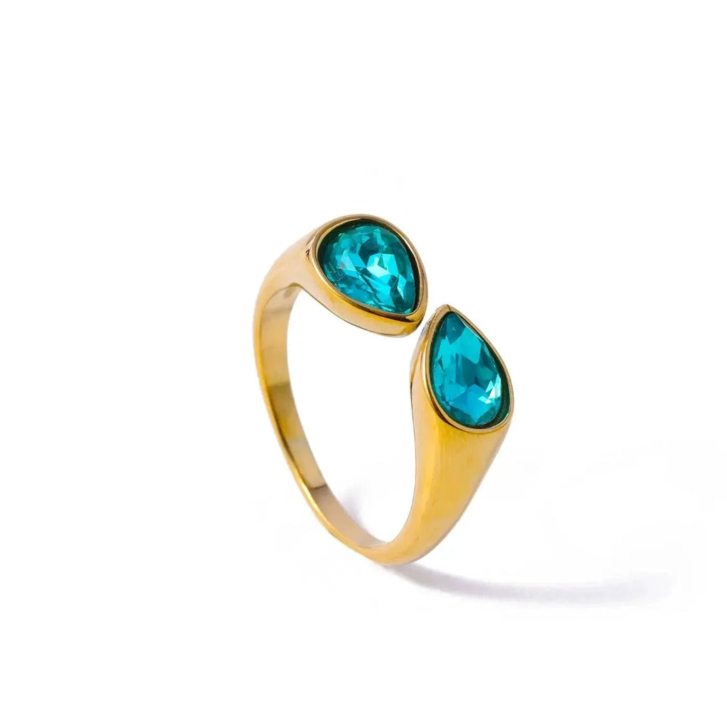 Ring Water Drop Colored Pearl Light Blue