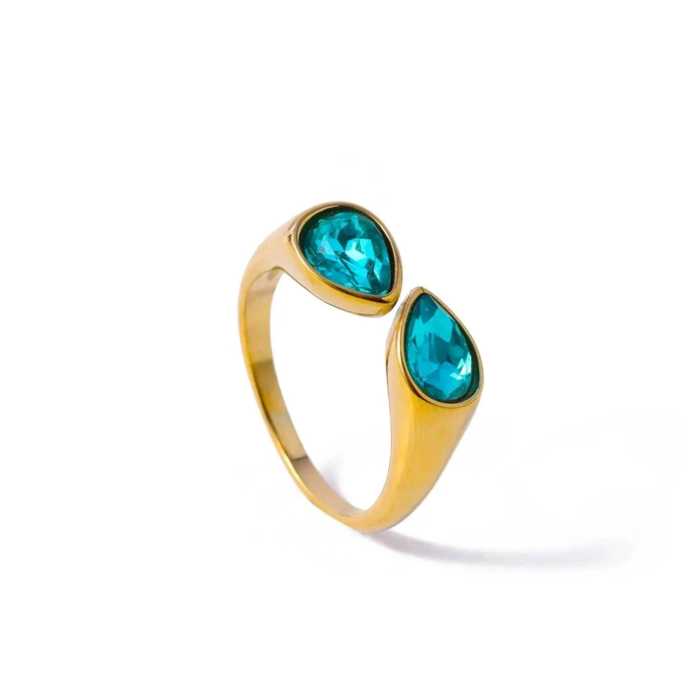 Ring Water Drop Colored Pearl Light Blue
