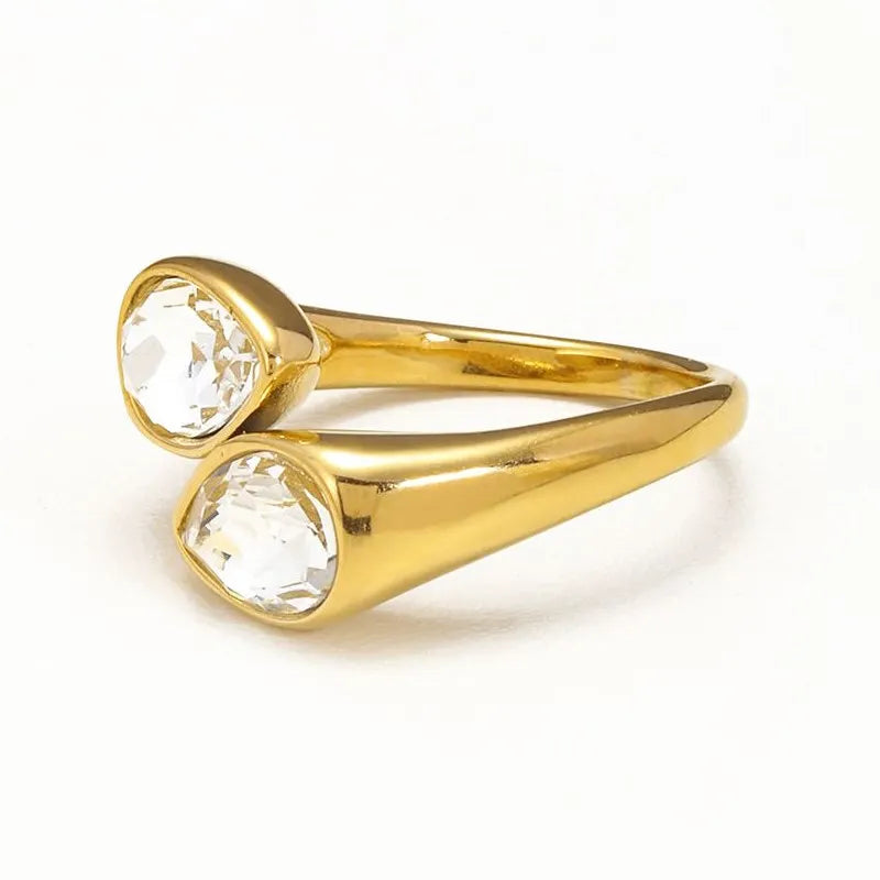 Ring Water Drop Colored Pearl White