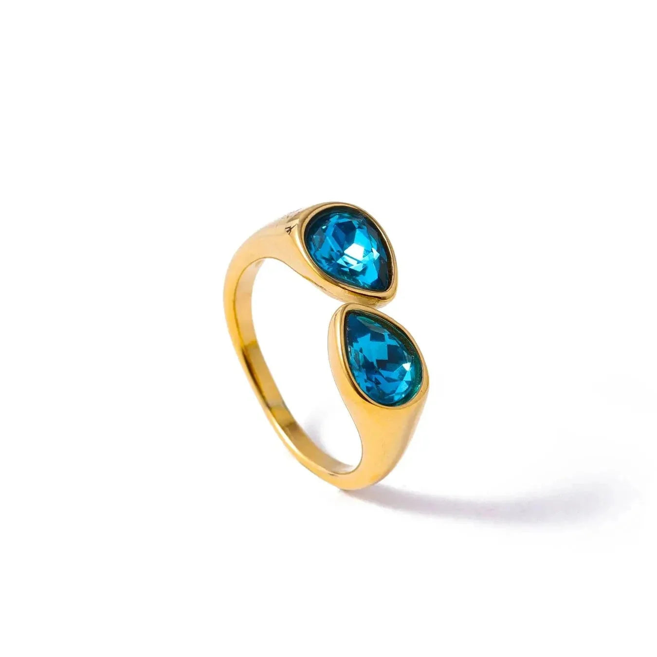 Ring Water Drop Colored Pearl Blue