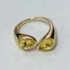 Ring Water Drop Colored Pearl Yellow