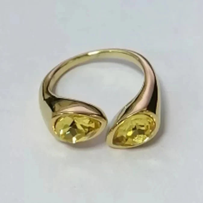 Ring Water Drop Colored Pearl Yellow