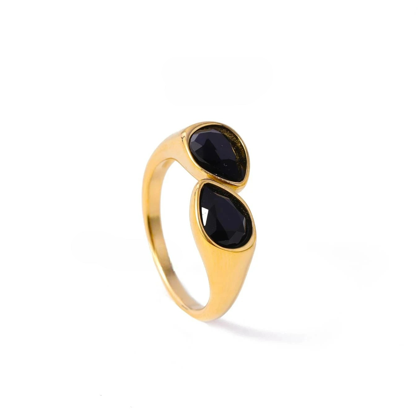 Ring Water Drop Colored Pearl Black