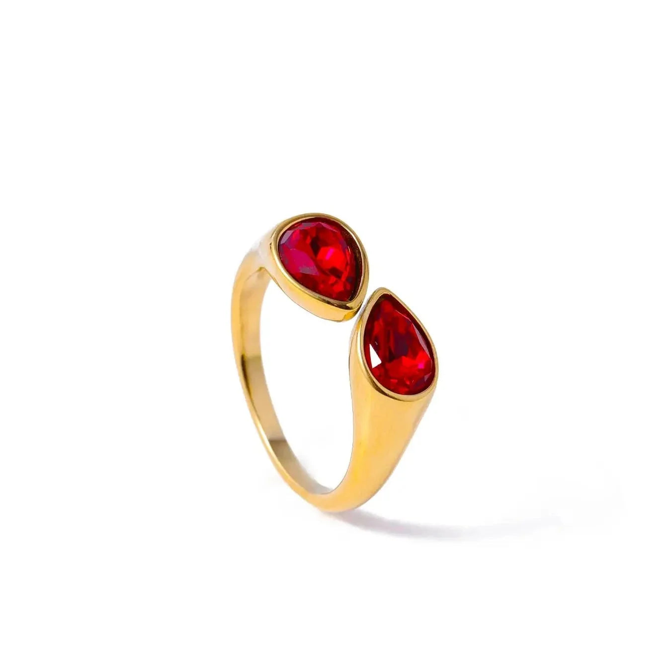 Ring Water Drop Colored Pearl Red