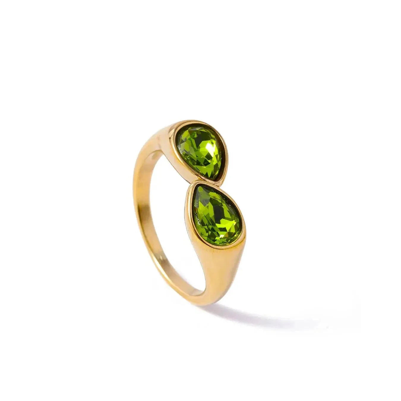 Ring Water Drop Colored Pearl Green