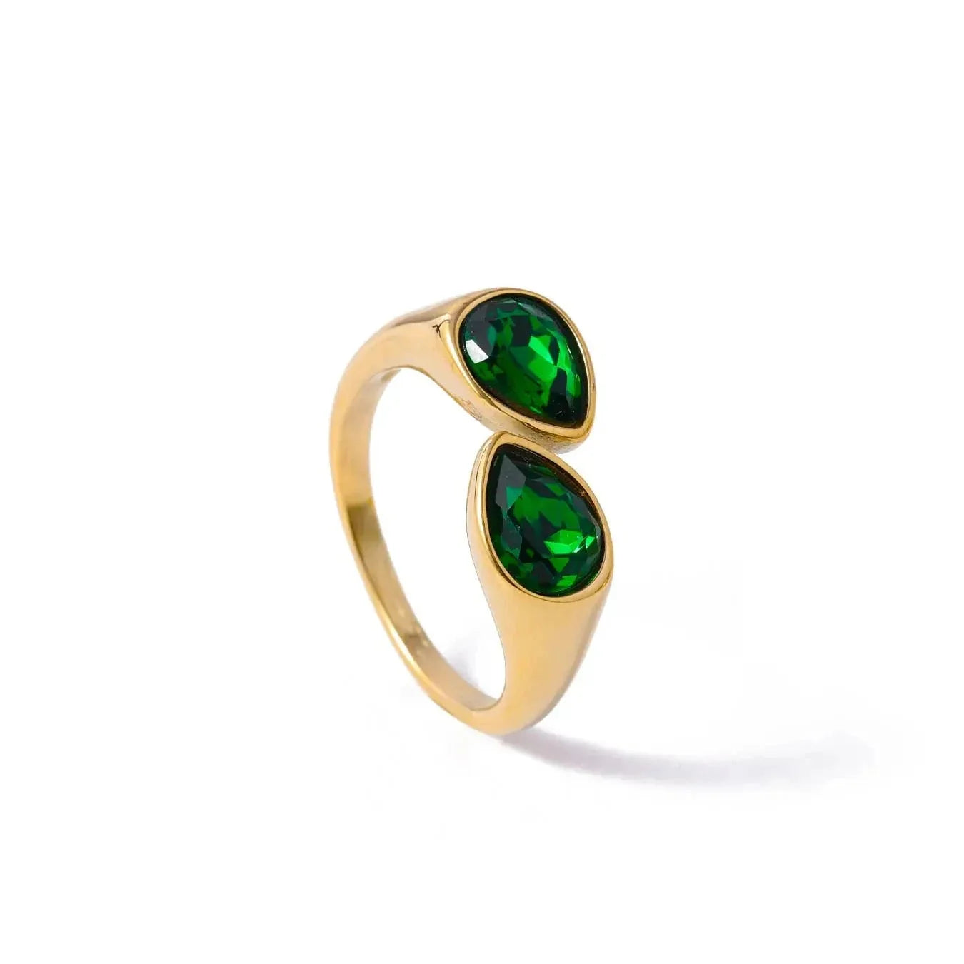 Ring Water Drop Colored Pearl Dark Green