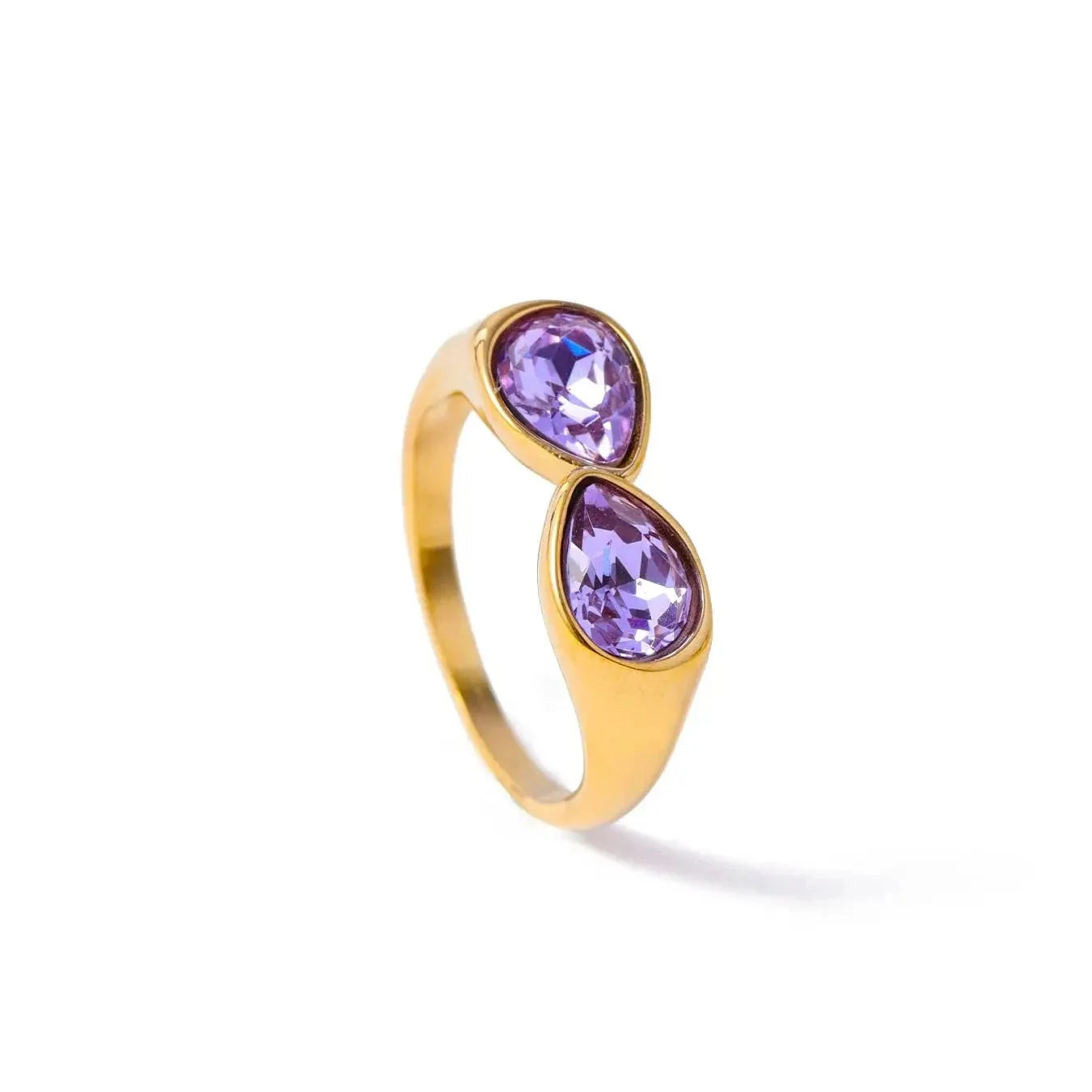 Ring Water Drop Colored Pearl Purple