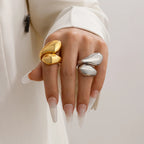 Ring Large Asymmetric Water Drop Silver