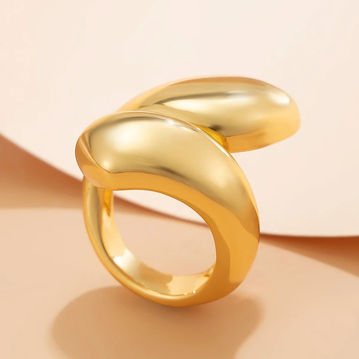 Ring Large Asymmetric Water Drop Gold