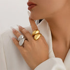 Ring Large Asymmetric Water Drop Silver