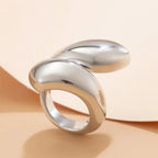 Ring Large Asymmetric Water Drop Silver