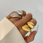 Ring Large Asymmetric Water Drop Gold