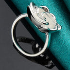 Silver Large Flower Ring Band