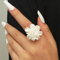 White Big Flower Ring Band