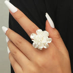 White Big Flower Ring Band