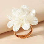 White Big Flower Ring Band