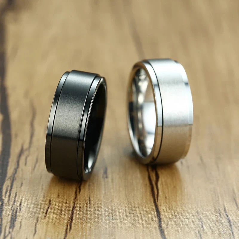 Men's Anti-Stress Spinning Ring black
