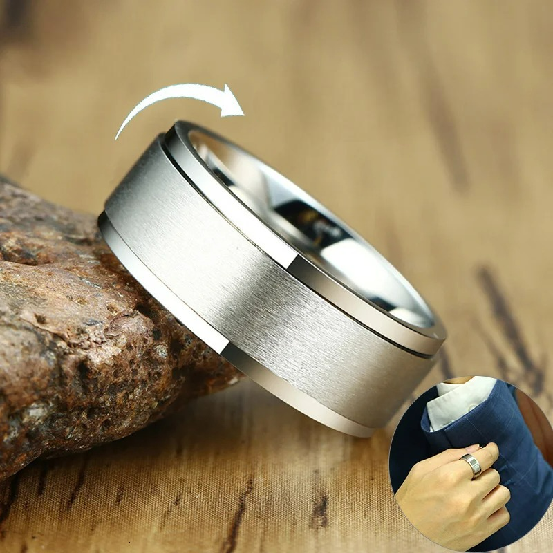 Men's Anti-Stress Spinning Ring silver