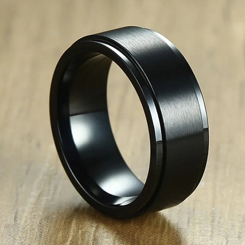 Men's Anti-Stress Spinning Ring black