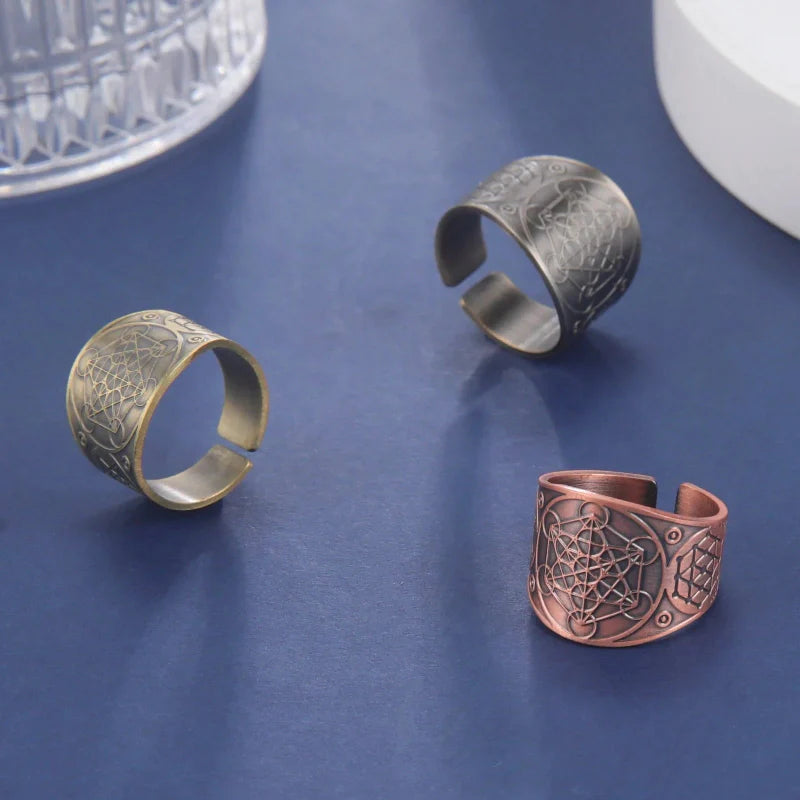 Men's Metatron Cube Ring Rose Gold