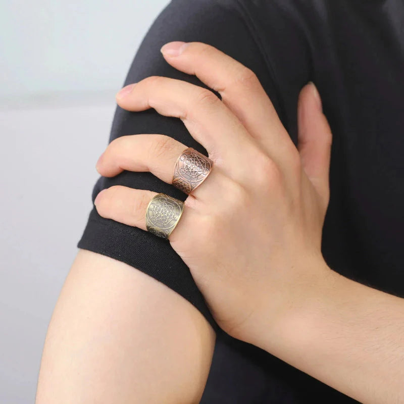 Men's Metatron Cube Ring Gold
