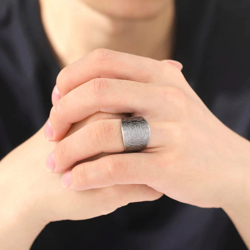 Men's Metatron Cube Ring Silver